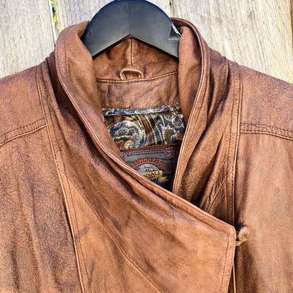 Adventure Bound | Vintage 80s Brown Leather Raglan Waist Length Jacket Sz L - Picture 6 of 11